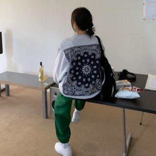 Printed Panel Sweatshirt Light Gray - One Size