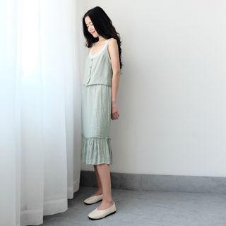 Set: Buttoned Camisole Top + Midi Skirt