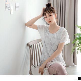 Flutter Sleeve Mock Two Piece Lace Top