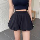 High-waist Plain Loose Fit Shorts Black - One Size