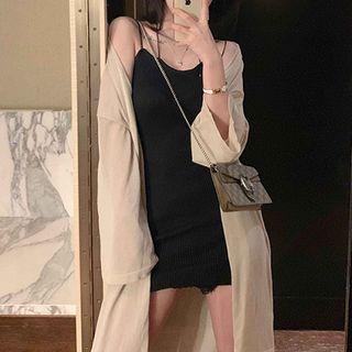 Strappy Mini Bodycon Dress / Light Knit Jacket