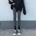 Plain Fleece Lined Rib Knit Legging