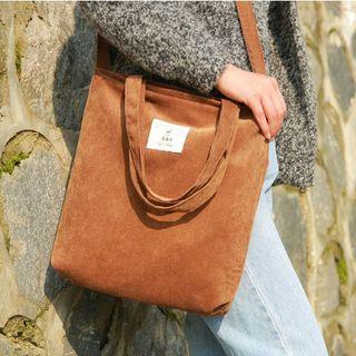 Applique Corduroy Crossbody Bag