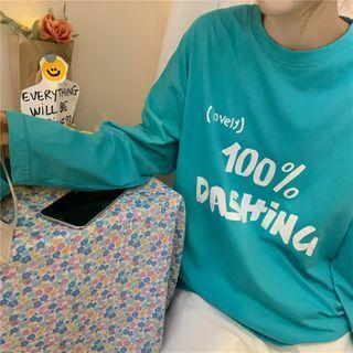 Loose Fit Letter Printed Long-sleeve T-shirt