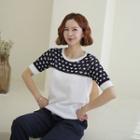Pattern-panel Color-block Knit Top