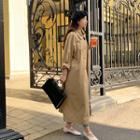 Double-breasted Shirred Trench Coat Beige - One Size