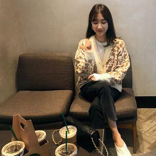 Drop-shoulder Leopard Cardigan