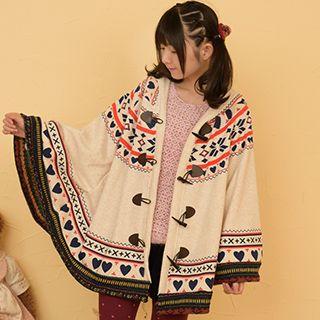 Hooded Patterned Cape