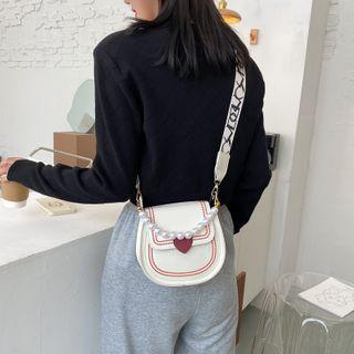 Studded Faux Pearl Strap Crossbody Bag