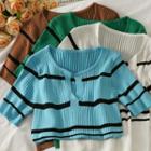 Skinny Striped Knit Top In 5 Colors