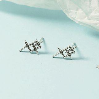 Geometric Stud Earring 1 Pair - Stud Earrings - Silver - One Size