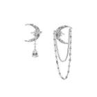 Asymmetrical Moon Drop Earring 1 Pair - Silver Pin - Silver - One Size