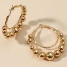 Bead Layered Alloy Hoop Earring 01 - 1 Pair - Gold - One Size