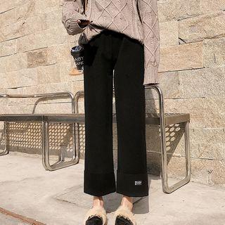 Label Applique Wide Leg Pants