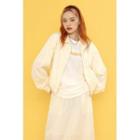 Stand-collar Zip-up Jacket Cream - One Size