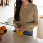 Round / V-neck Basic Knit Top