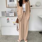 Set: Loose-fit Blazer + Wide-leg Pants