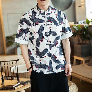 Short-sleeve Frog-buttoned Top (various Designs)