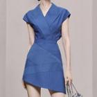 Set: Cap-sleeve V-neck Top + Mini A-line Skirt