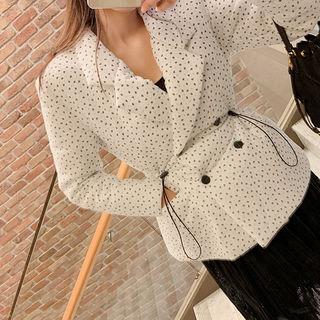 Drawcord Patterned Padded Blazer