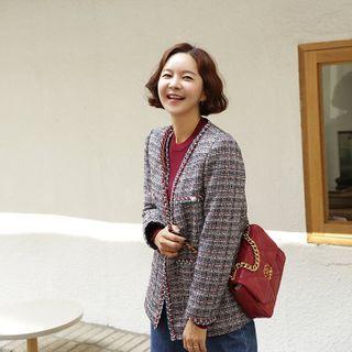 Open-front Multicolor Tweed Jacket