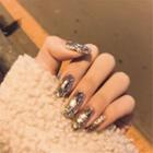 Glitter Faux Nail Tips 410 - Glue - As Shown In Figure - One Size