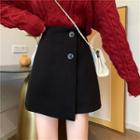 Asymmetric Plain Fleece Lined A-line Skirt