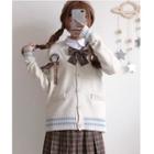 Penguin Embroidered Striped Cardigan