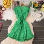 Sleeveless V-neck Drawstring A-line Dress