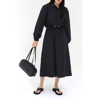 Set: Cropped Hoodie + Long Cargo Skirt Black - One Size