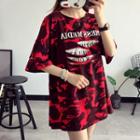 Camouflage Letter Short-sleeve T-shirt