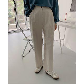 Pleated Wide-leg Cotton Pants