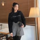 Letter Print Wool Blend Sweater Black - One Size