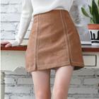 Contrast-stitching Mini A-line Skirt