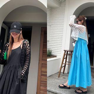 Long-sleeve Open-knit Crop Cardigan