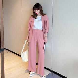 Plain Blazer / Wide-leg Dress Pants / Set