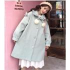 Pom Pom Buttoned Coat Padded - Thicken - As Shown In Figure - One Size