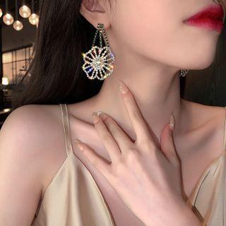 Rhinestone Floral Ear Stud As Shown In Figure - One Size