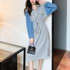 Mock Two-piece Half-zip Sweatshirt Dress
