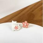 Cherry Blossom Cat Earring Pink - One Size