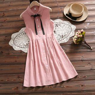 Sleeveless Bow Accent A-line Dress