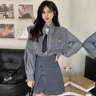 Neck Tie Shirt / Sweater Vest / A-line Skirt