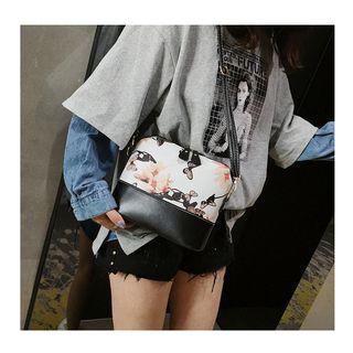 Floral Print Faux Leather Shoulder Bag