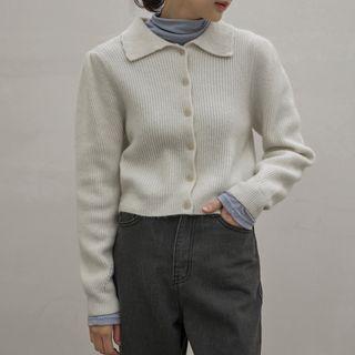 Scallop-collar Cropped Cardigan