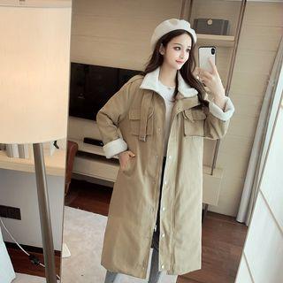 Fleece-trim Loose-fit Padded Coat