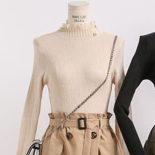 Patchwork Mock-neck Knit Top