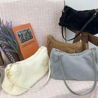 Zipped Faux-fur Hobo Bag