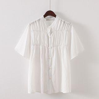 Short-sleeve Shirred Blouse