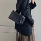 Faux Pearl Quilted Shoulder Bag Black - One Size