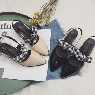 Bow Detail Slingback Block Heel Sandals
